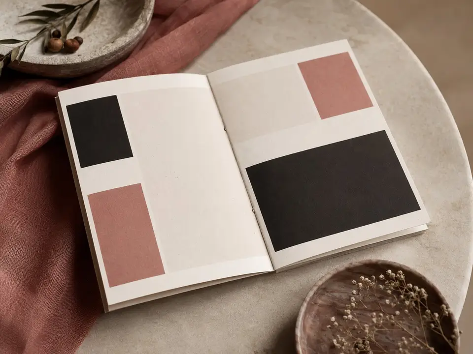 Classic editorial wedding invitation zine on tactile paper